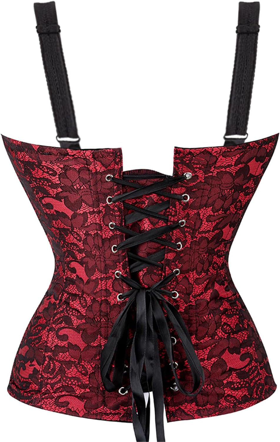 Women Sexy Boned Lace up Corsets and Strap Bustiers Top Overbust Shaper