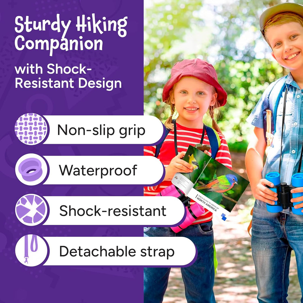 Binoculars for Kids - Small, Compact, Shock-Resistant Toy Binoculars - Learning & Nature Exploration Toys for 4+ Year Old Girls and Boys - Think Peak Toys Kids Binoculars, Blue