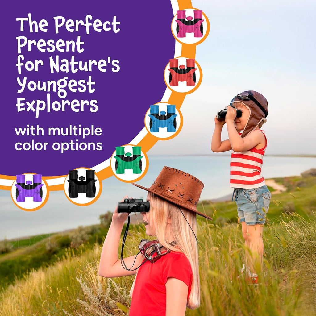 Binoculars for Kids - Small, Compact, Shock-Resistant Toy Binoculars - Learning & Nature Exploration Toys for 4+ Year Old Girls and Boys - Think Peak Toys Kids Binoculars, Blue