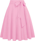 Women'S High Waist A-Line Pockets Skirt Skater Flared Midi Skirt